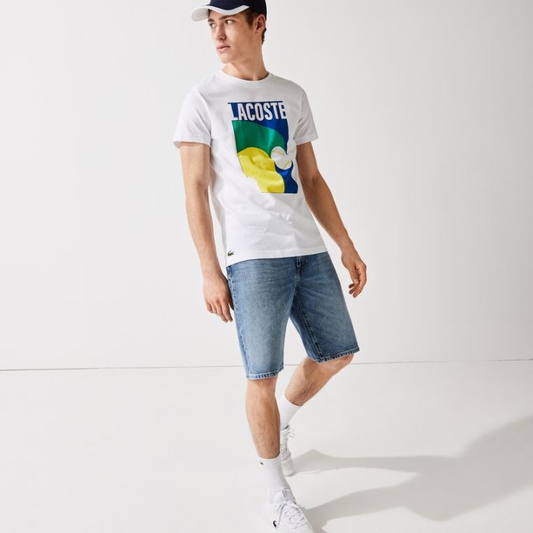 Lacoste Åndbar Graphic Print T-shirt Hvide | MPcbArkP