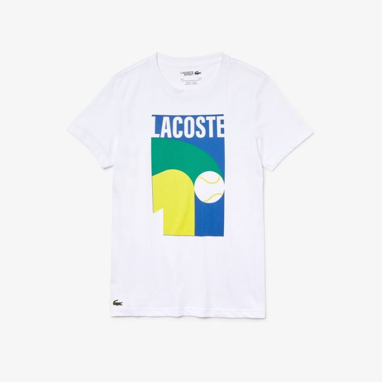 Lacoste Åndbar Graphic Print T-shirt Hvide | MPcbArkP